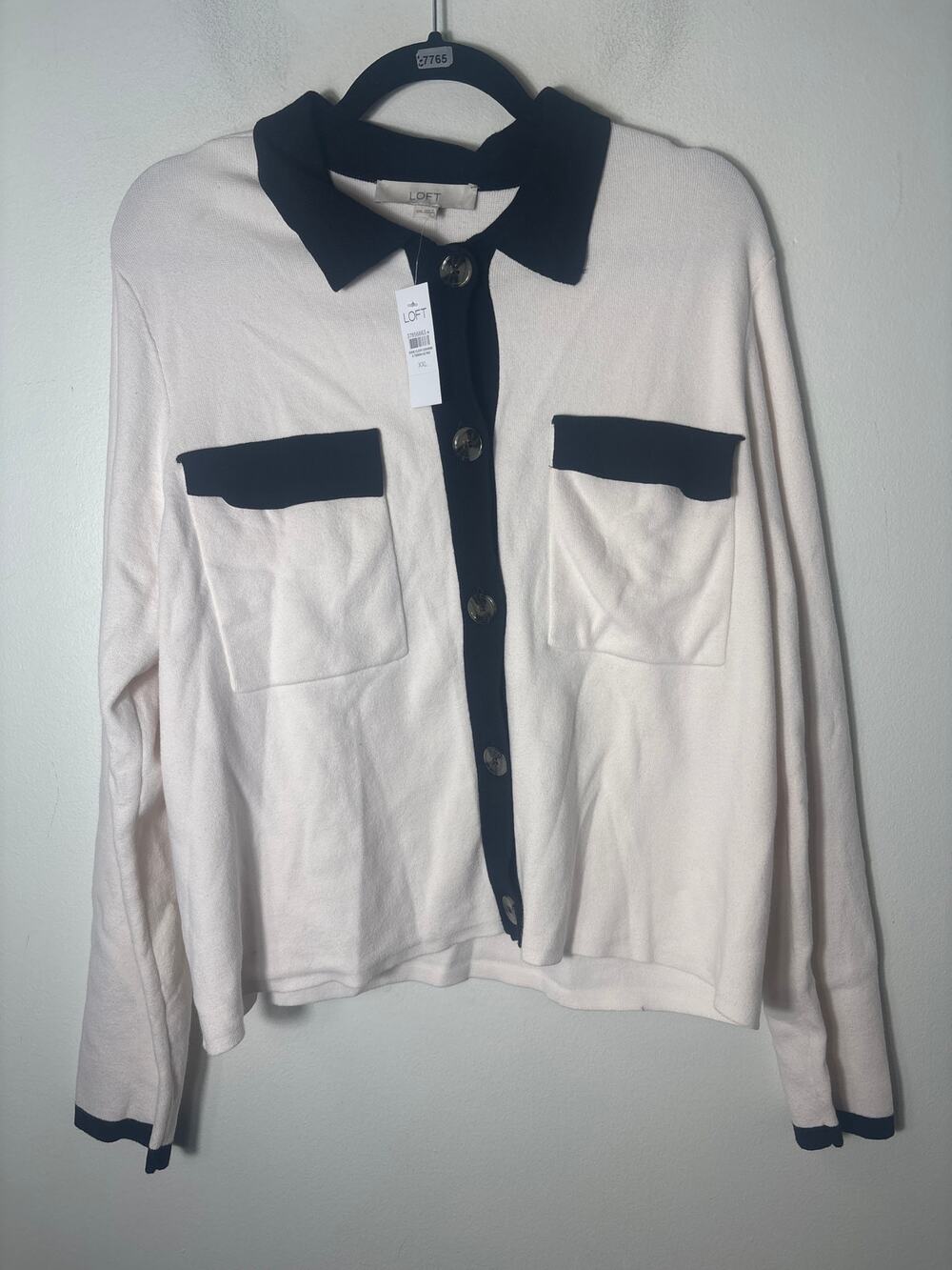 NWT Loft Cream With Black Trim Cardigan Sz XXL